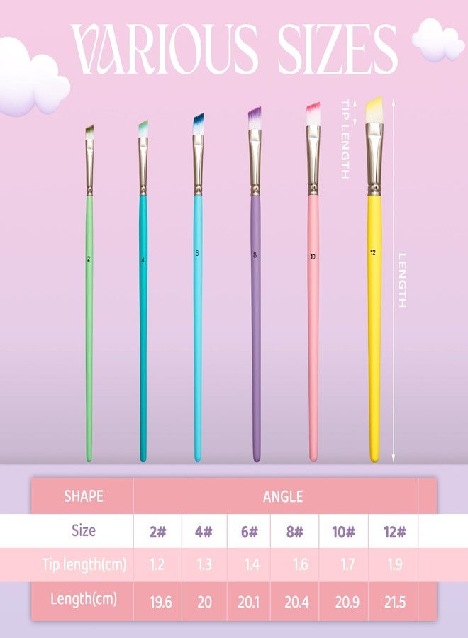 Zhanmai 24 Pcs Paint Brush Set Macaroon Color Paint Brushes Bulk 4 Type of Shapes in Different Sizes Color Brushes for Acrylic Painting and Nylon Hair Oil Watercolor Brush for Drawing Supplies - Image 4