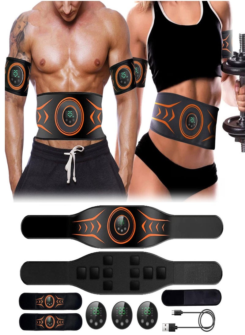 Y&D Abs Stimulator with Figure 8 Resistance Band Ab Machine Fitness Workout Equipment for Men Women Abdominal Muscle Burn Fat and Loss Weight at Home Office Belt 24"-55" Black  - Image 1