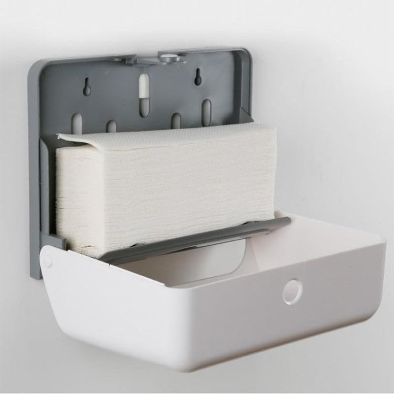 FC FC Wall Mount Paper Towel Dispenser Z Fold Simple ABS Paper Towel Holder for Lounges Toilets Kitchens Hospitals Paper Towel Dispenser White - Image 4