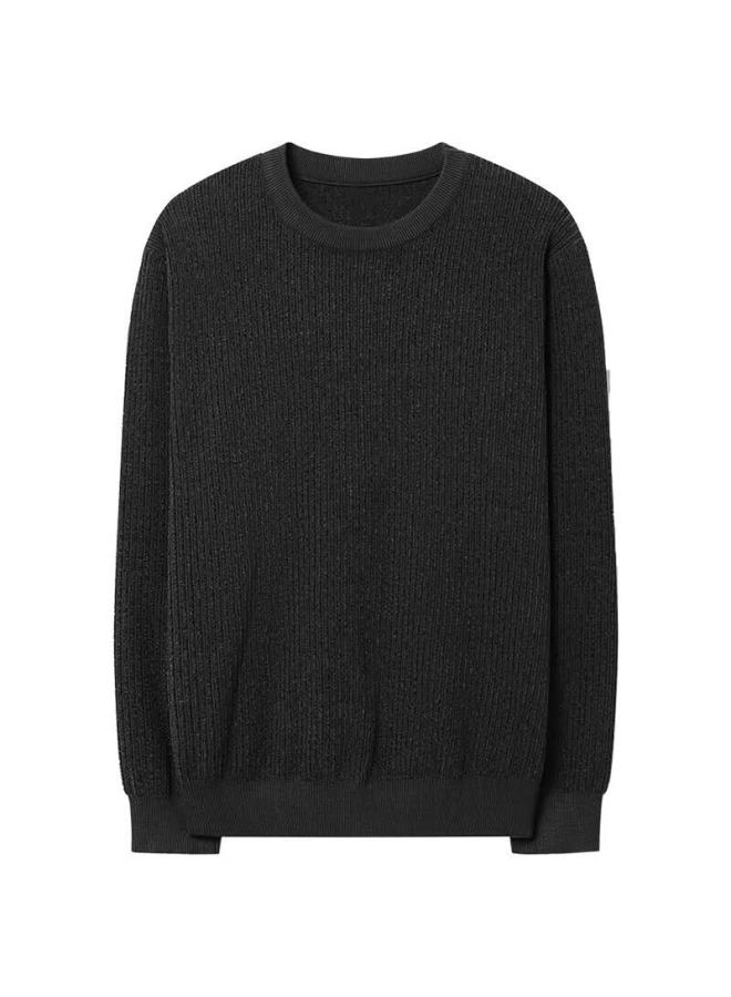 Markless Chenille Soft Sweater Men's Autumn Winter Warm Knit Casual Crew Neck Base Shirt 3741 Dark Gray 2XL - Image 4