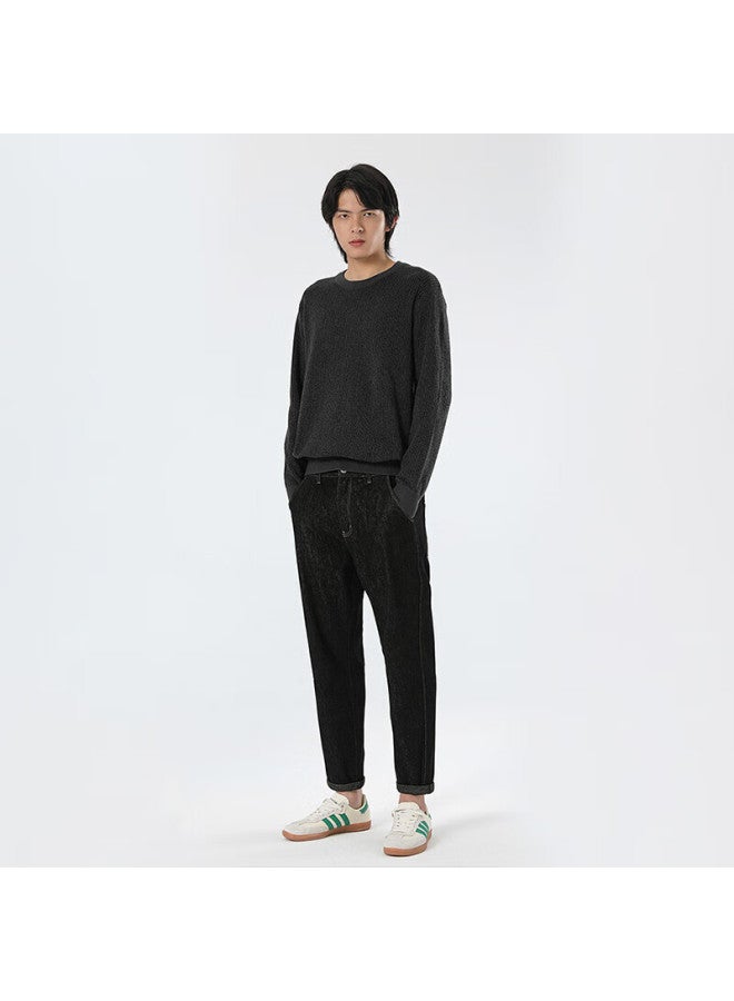 Markless Chenille Soft Sweater Men's Autumn Winter Warm Knit Casual Crew Neck Base Shirt 3741 Dark Gray 2XL - Image 2