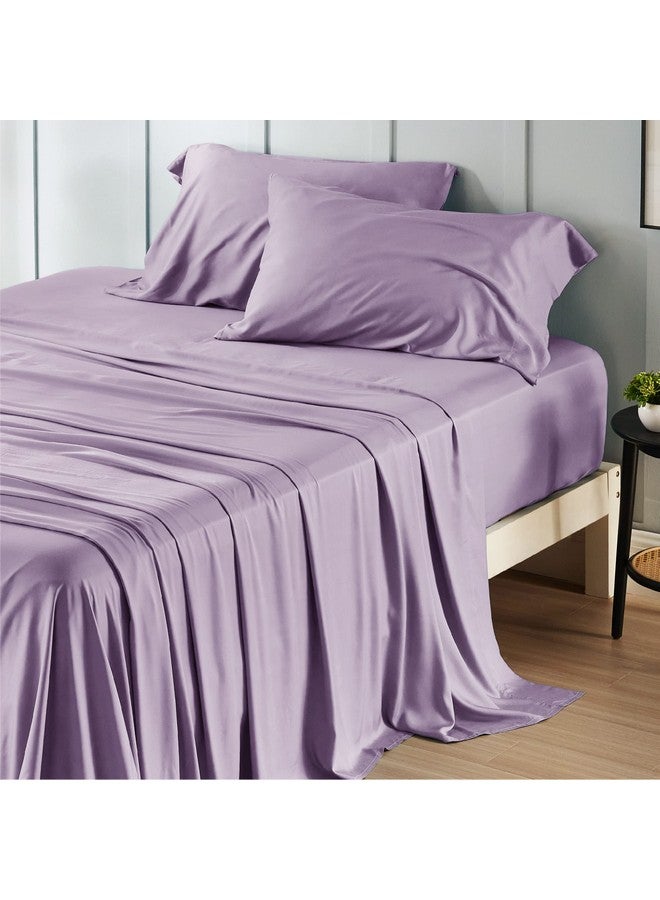 Bedsure Bedsure King Size Sheet Set, Cooling Sheets King, Rayon Derived from Bamboo, Deep Pocket Up to 16", Breathable & Soft Bed Sheets, Hotel Luxury Silky Bedding Sheets & Pillowcases, Lilac  - Image 1