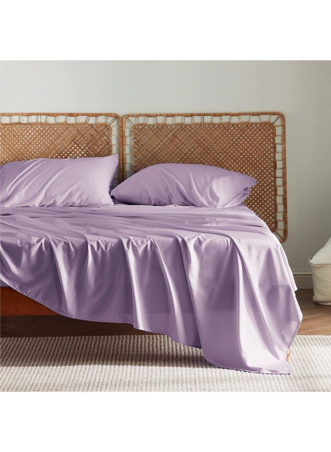 Bedsure Bedsure King Size Sheet Set, Cooling Sheets King, Rayon Derived from Bamboo, Deep Pocket Up to 16", Breathable & Soft Bed Sheets, Hotel Luxury Silky Bedding Sheets & Pillowcases, Lilac  - Image 2
