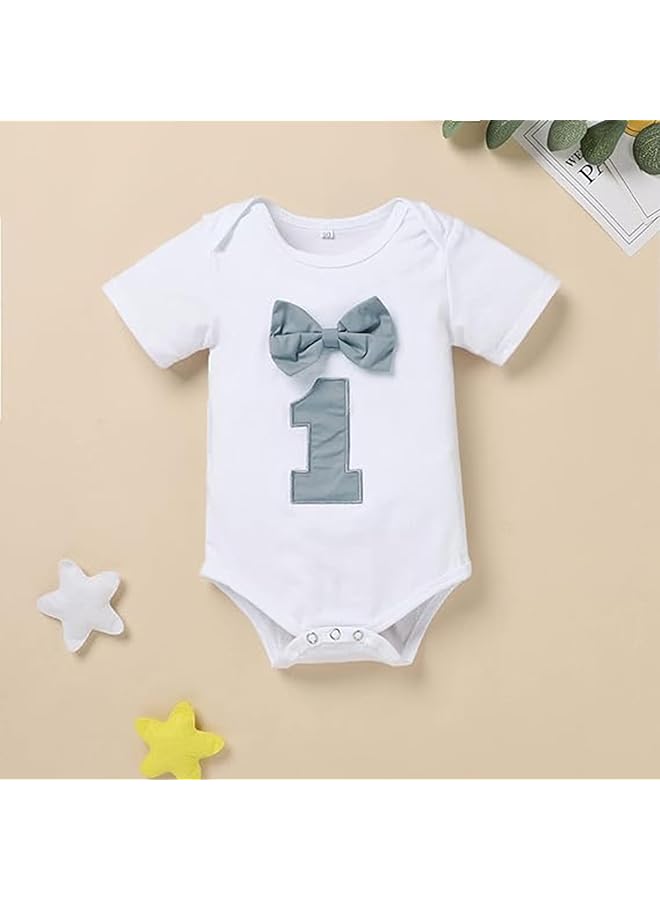 erorex Baby Boys First Birthday Outfit Baby Boy Cake Smash Outfit Dickie Bow Suspender And Bloomers Set - Image 4