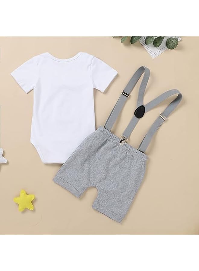 erorex Baby Boys First Birthday Outfit Baby Boy Cake Smash Outfit Dickie Bow Suspender And Bloomers Set - Image 3