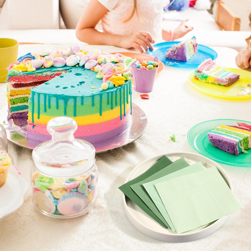 Layhit 100 Pcs Cocktail Napkins Disposable Beverage Napkins Square Paper Dessert Tissue for Valentine's Day Wedding Birthday Dinner Lunch Party Supplies(Sage Green 5 x 5 Inch) - Image 4