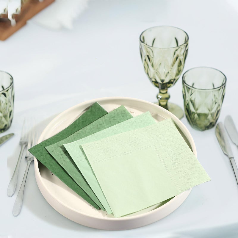 Layhit 100 Pcs Cocktail Napkins Disposable Beverage Napkins Square Paper Dessert Tissue for Valentine's Day Wedding Birthday Dinner Lunch Party Supplies(Sage Green 5 x 5 Inch) - Image 3