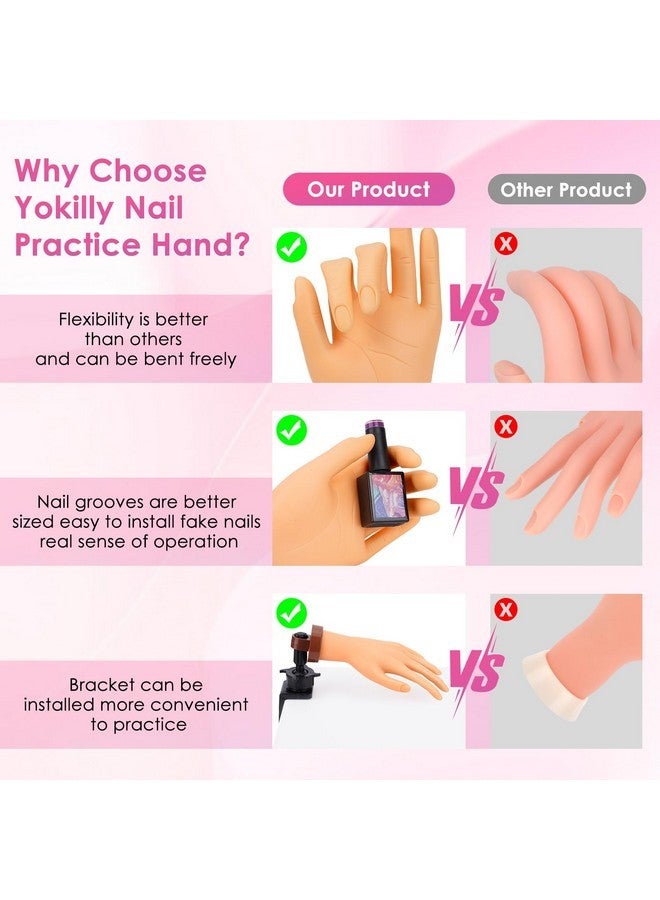 Yokilly Practice Hand For Acrylic Nails, Bendable Soft Nail Practice Hand, Flexible Plastic Nail Hand Practice, Fake Mannequin Training Hand For Nails Practice (With Clamp Holder) - Image 2