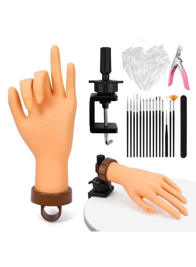 Yokilly Practice Hand For Acrylic Nails, Bendable Soft Nail Practice Hand, Flexible Plastic Nail Hand Practice, Fake Mannequin Training Hand For Nails Practice (With Clamp Holder) - Image 1