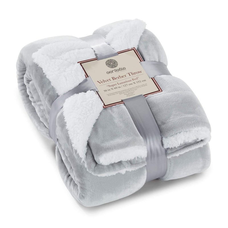 Genteele Sherpa Throw Blanket Super Soft Reversible Ultra Luxurious Plush Blanket 50 x 60 inches SilverWhite