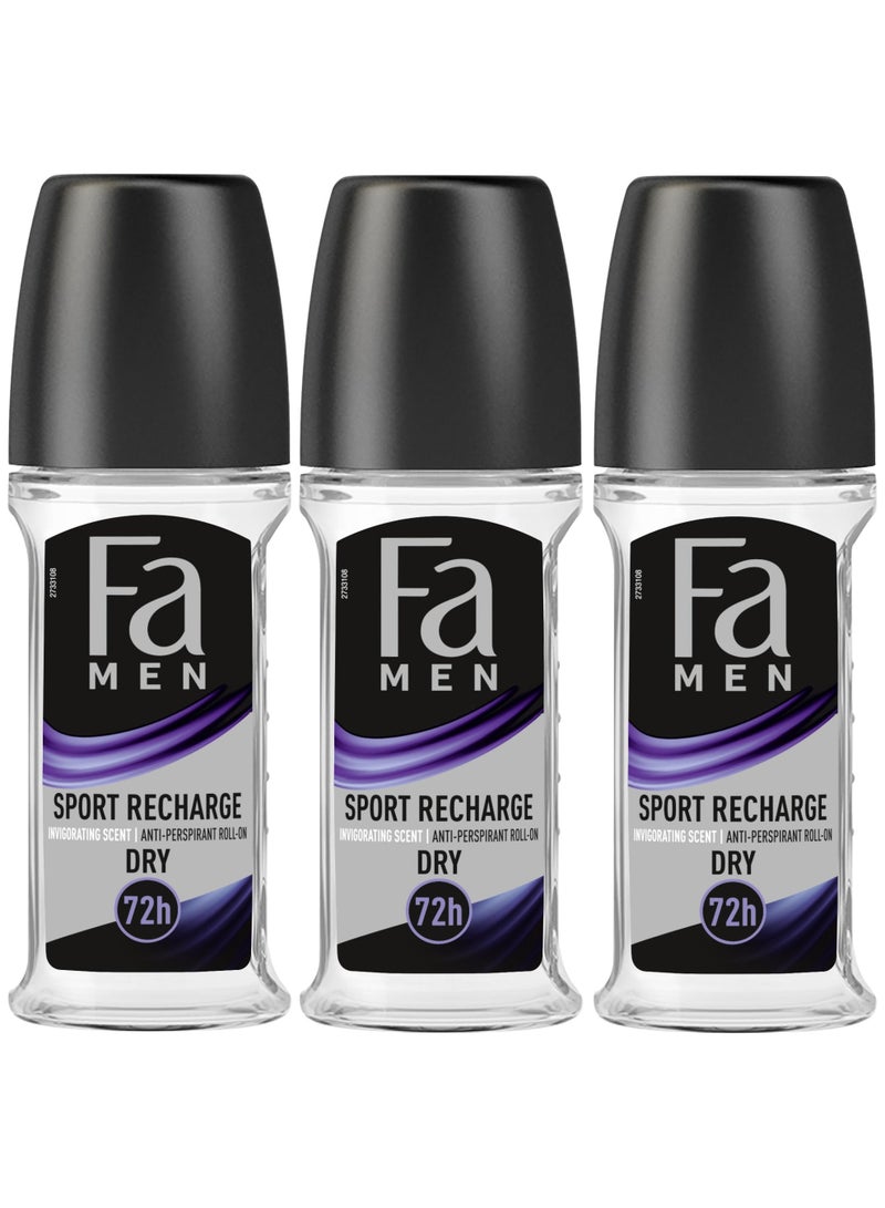 Fa Sport Recharge Deodorant Roll on for Men 50ml, Pack Of 3 - Image 1