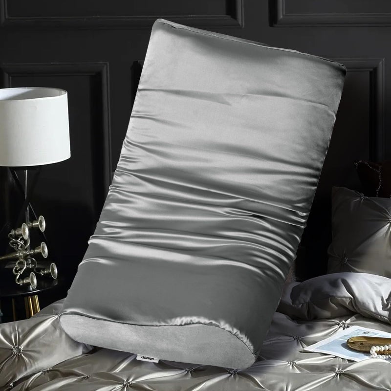 Zelimun Satin Pillowcase for Contour Memory Foam Pillows, 24" x 14" x 5.1"/3.5" Cervical Pillow Case, Soft Pillow Cover for Sleeping Pillows (Champagne) - Image 1