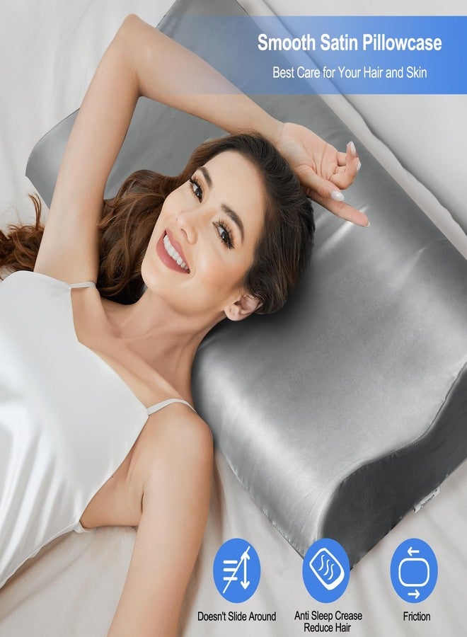 Zelimun Satin Pillowcase for Contour Memory Foam Pillows, 24" x 14" x 5.1"/3.5" Cervical Pillow Case, Soft Pillow Cover for Sleeping Pillows (Champagne) - Image 3