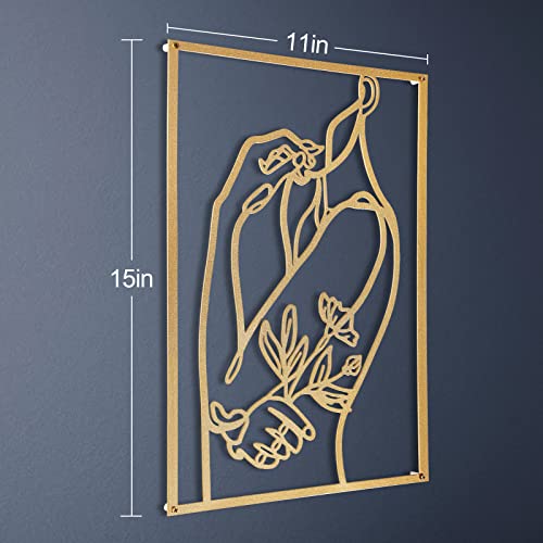 AGIOTA 3 Pcs Gold Wall Decor Above Bed Minimalist for Living Room Metal Line Art - Female Body, Gold Room Decor for Bedroom Modern Wall Art for Indoor 15inch - Image 4