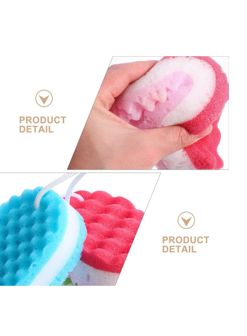 إسكدنيا 3 عبوات إسفنج تقشير للجسم على الوجهين، 3 طبقات متموجة للاستحمام، أحمر/أزرق/أخضر - Image 5