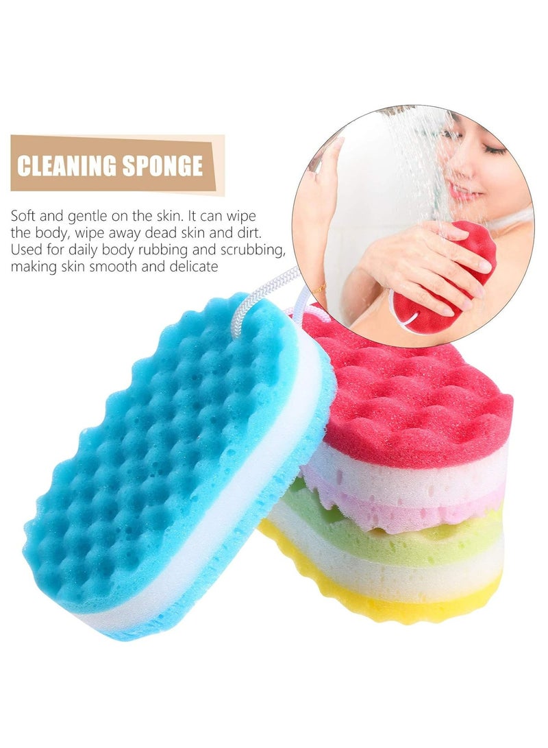 إسكدنيا 3 عبوات إسفنج تقشير للجسم على الوجهين، 3 طبقات متموجة للاستحمام، أحمر/أزرق/أخضر - Image 3