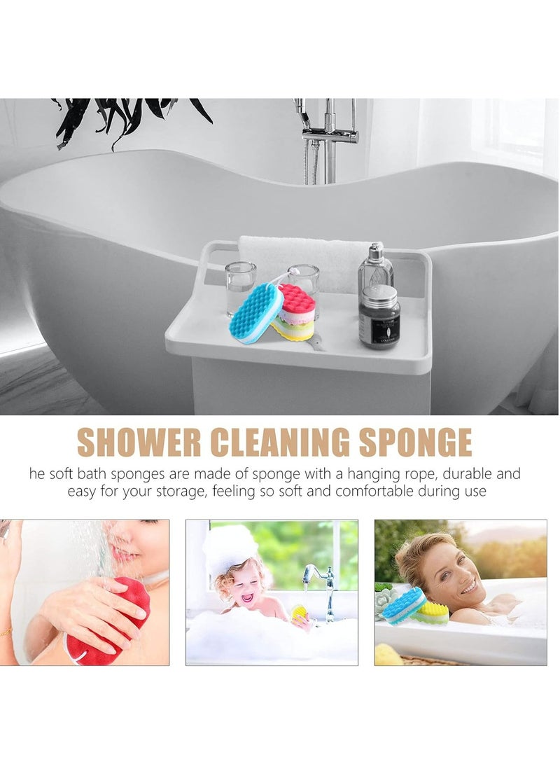 إسكدنيا 3 عبوات إسفنج تقشير للجسم على الوجهين، 3 طبقات متموجة للاستحمام، أحمر/أزرق/أخضر - Image 4