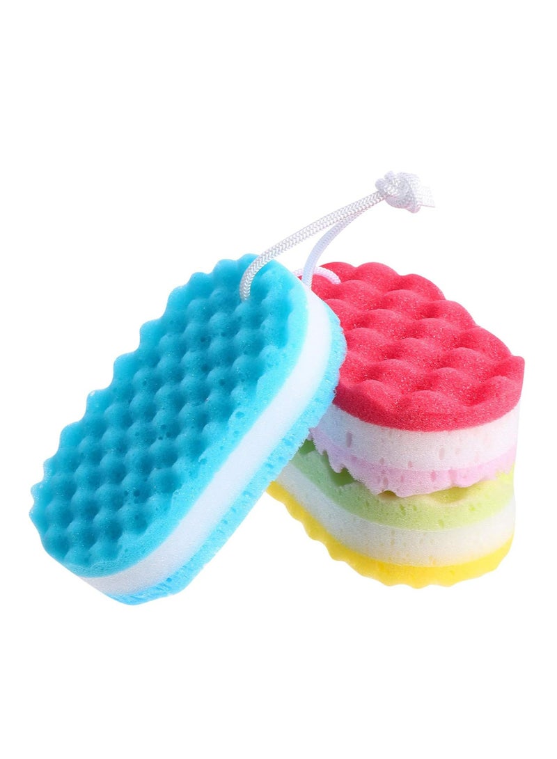 إسكدنيا 3 عبوات إسفنج تقشير للجسم على الوجهين، 3 طبقات متموجة للاستحمام، أحمر/أزرق/أخضر - Image 1