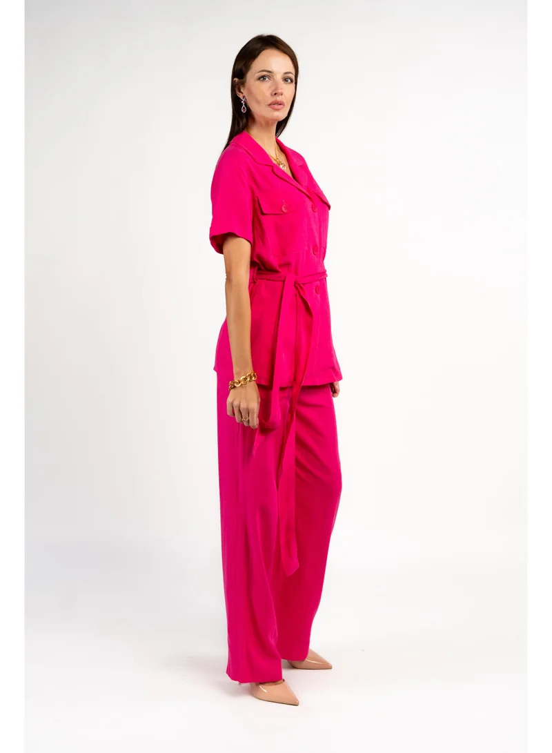فاشونارا Linen Fuschia Coord Set