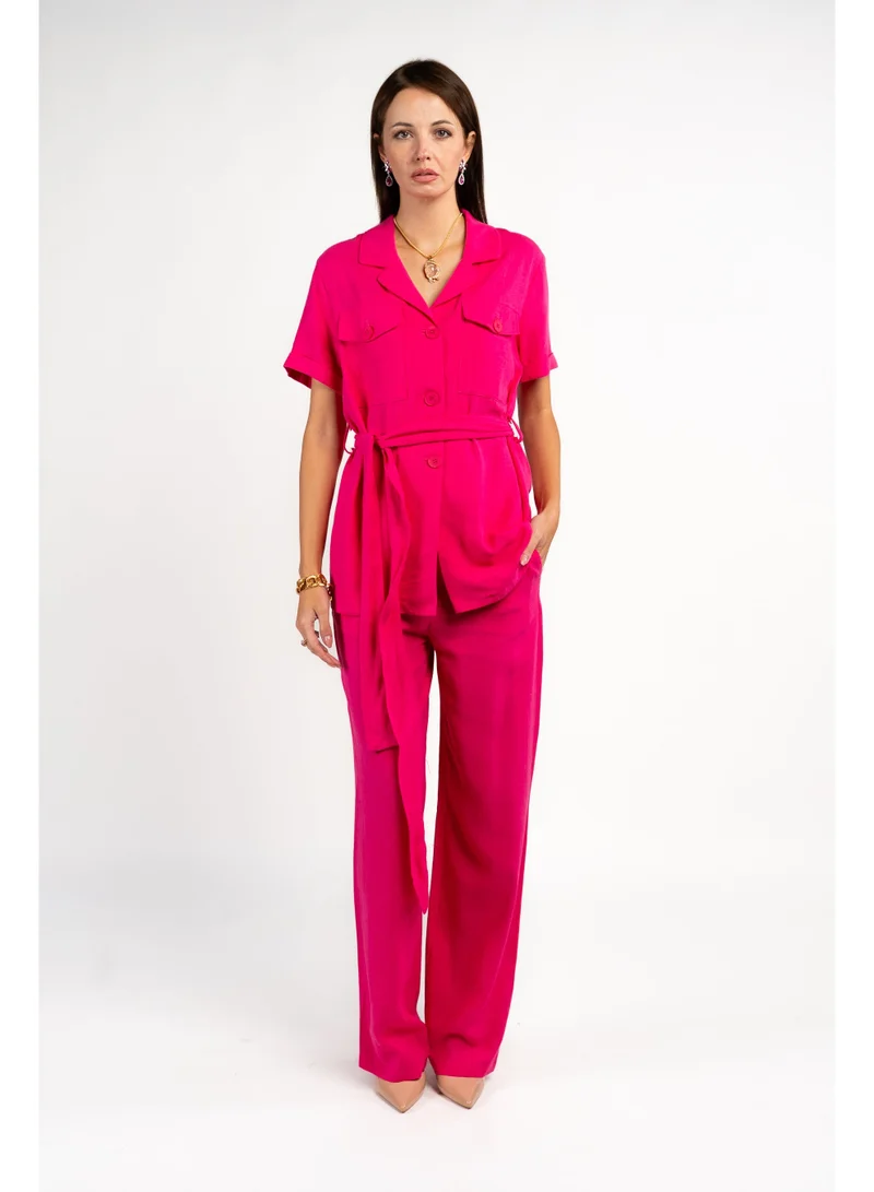 فاشونارا Linen Fuschia Coord Set
