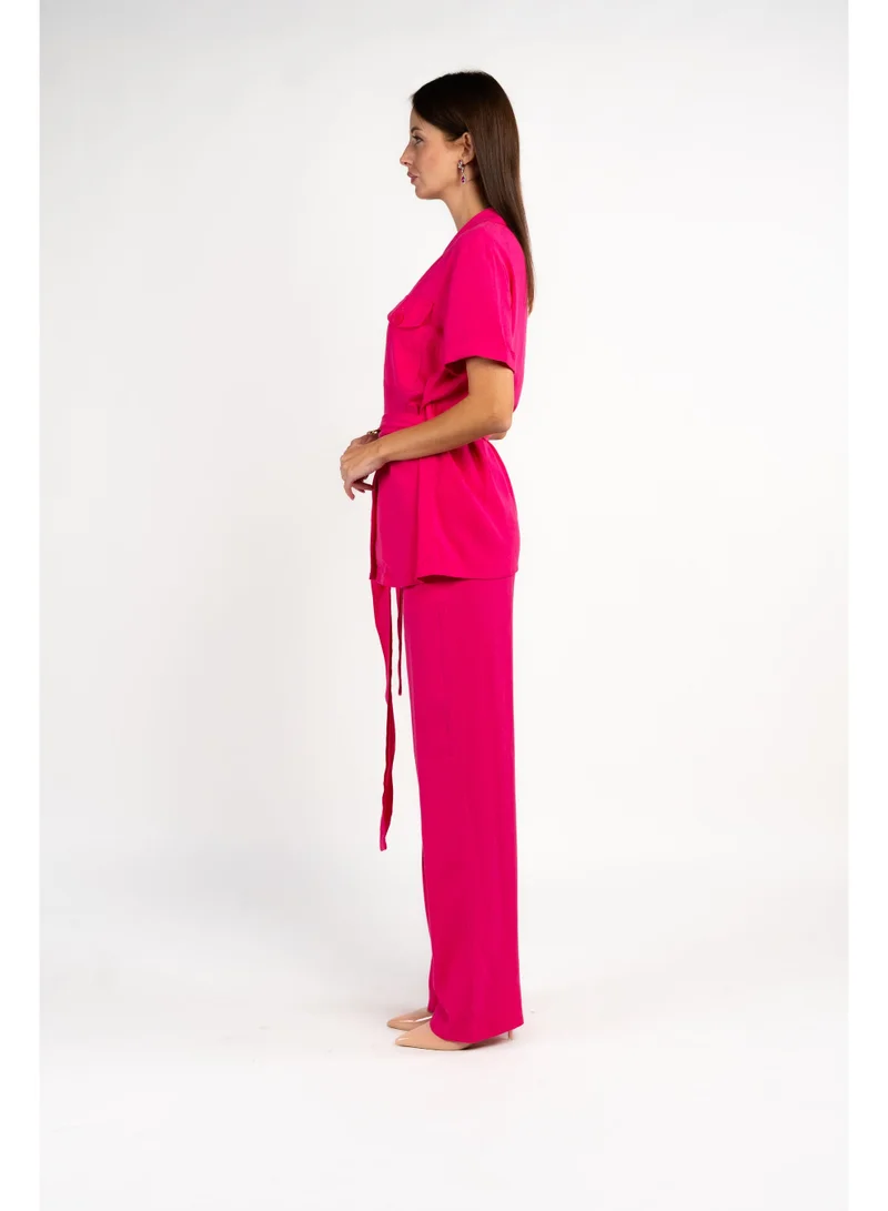 فاشونارا Linen Fuschia Coord Set