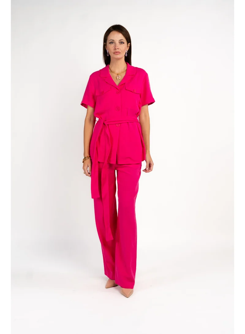 فاشونارا Linen Fuschia Coord Set