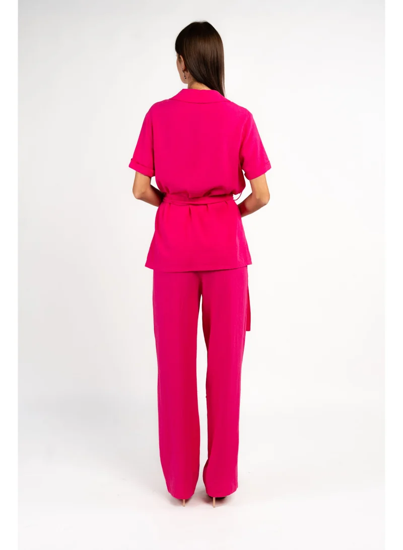 فاشونارا Linen Fuschia Coord Set