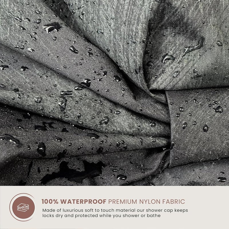 SMPL objects Reusable Shower Cap for Women Reusable Waterproof – Leakproof, Nonslip Hair Cap for Shower Flexiband – Soft, Breathable, Durable Christmas Shower Caps by (Coal) - Image 4