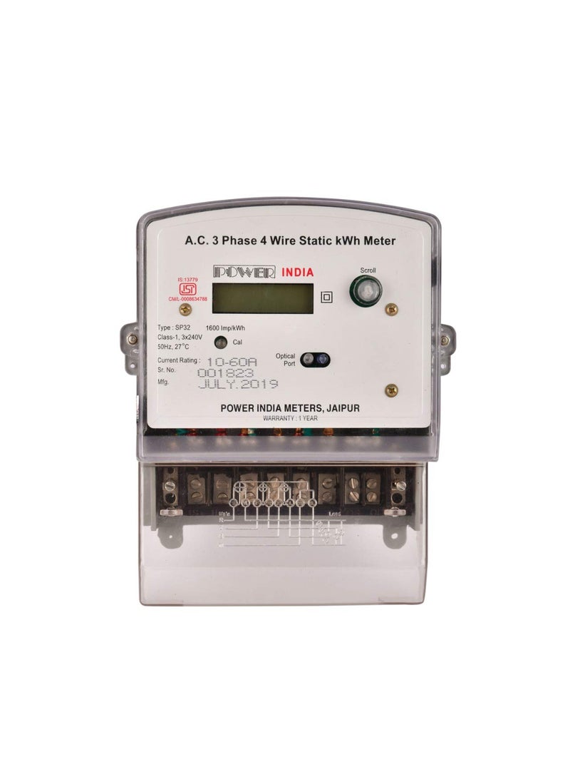 Power India Meters Power India Meters Three Phase Electronic Multifunction Energy Meter with Digital LCD Display  - Image 1