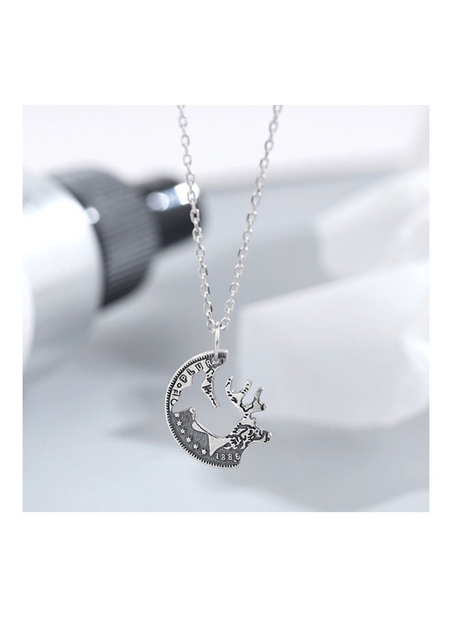 NIBEMINENT 2-Piece Deer Puzzle Disc Pendant Couple Necklace  - Image 5