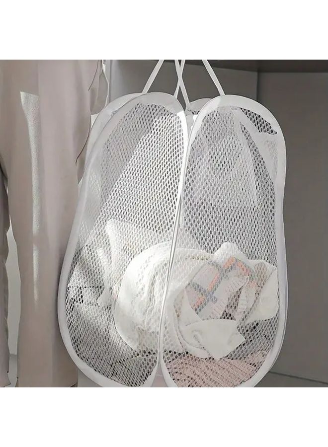 Large Pop Up Mesh Laundry Basket Foldable Black High Capacity Hamper With Handles - Image 5