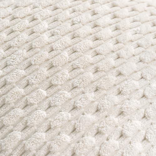 Cozoomy Set of 4 Cream White Decorative Throw Pillow Covers 18x18 Inch Corduroy Pillow Covers for Bed Couch Sofa Living Room Soft Square Cushion Cases - Image 5