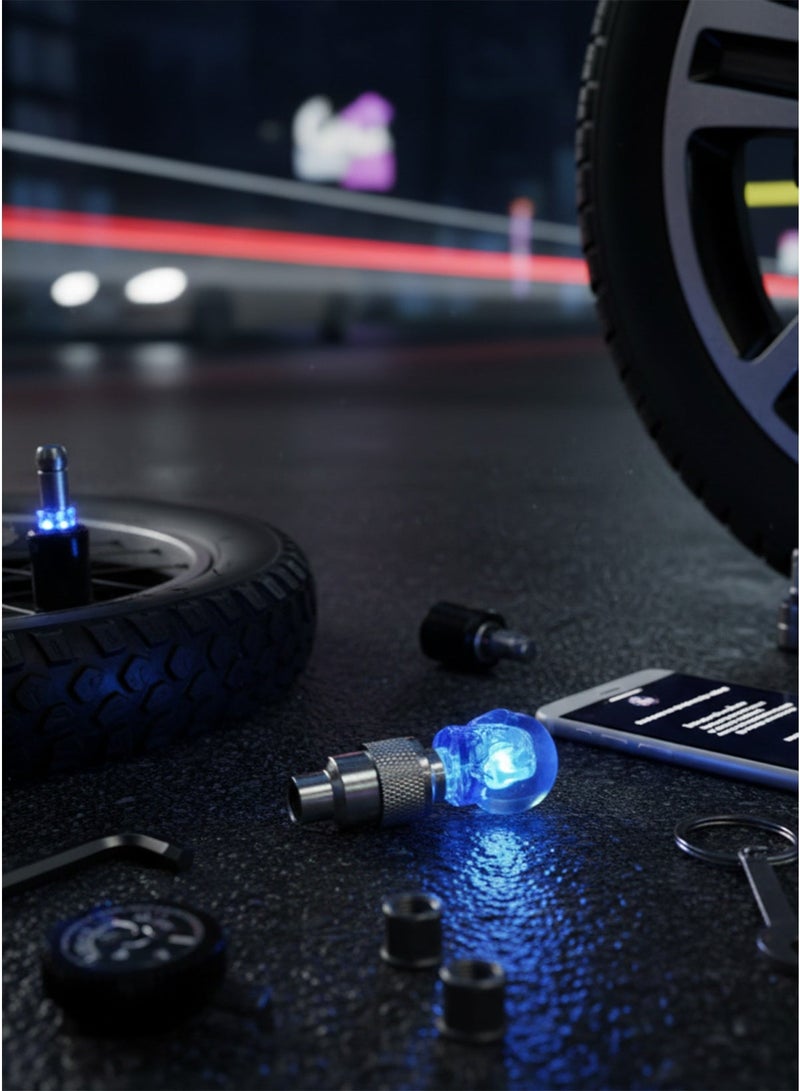 Tire Valve Caps LED Tire Valve Lights Skull Shape Bright Illumination High Sensitivity Motion Sensor Modern Stylish Design Enhances Vehicle Lighting Made of Durable Rust Resistant Materials Easy to Install Suitable for Cars Motorcycles and Bicycles - Image 4