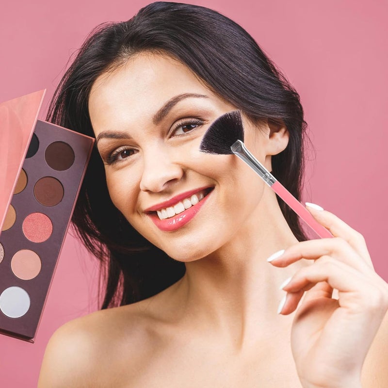4Pcs Fan Shape Makeup Brushes Set Soft Synthetic Bristles Long Handle For Powder Blush - Image 4