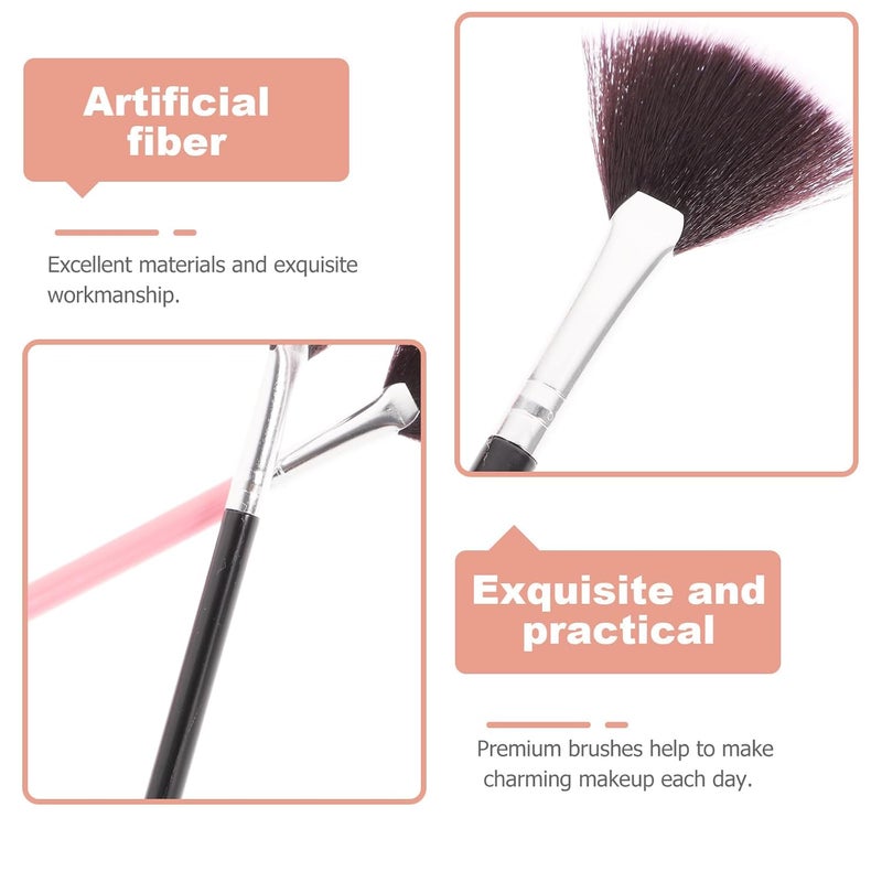 4Pcs Fan Shape Makeup Brushes Set Soft Synthetic Bristles Long Handle For Powder Blush - Image 3