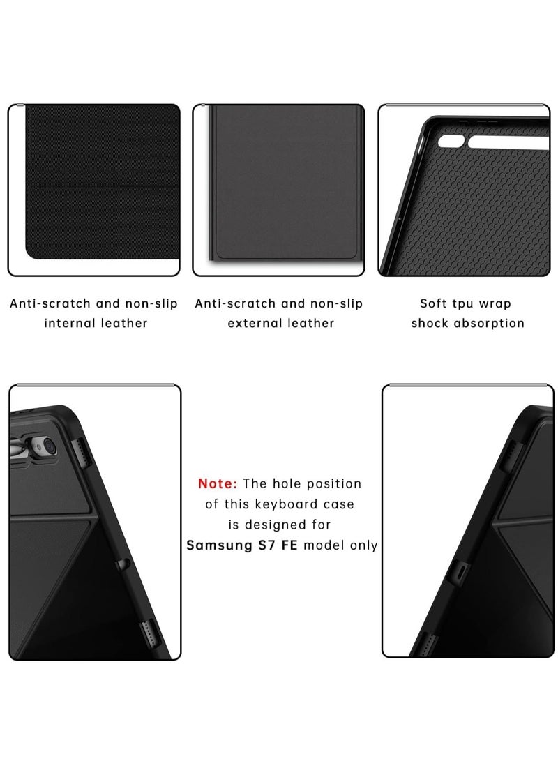 ELTRAZONE Samsung Galaxy Tab S7 FE / S7 Plus /S8+ 12.4 inch Case with Keyboard - Smart Detachable Wireless Touchpad Tablet Keyboard Cover - Tab S7 FE 2021/ S7+ 2020/S8+ with S Pen Holder Black - Image 4