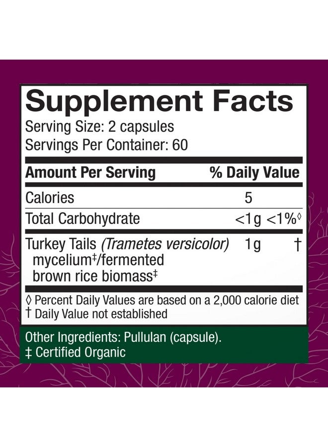 Host Defense Turkey Tail Capsules - Digestive Health & Immune Response Support Supplement - Mushroom Supplement for Gastrointestinal & Gut Microbiome Support - 120 Capsules (60 Servings)* - Image 2