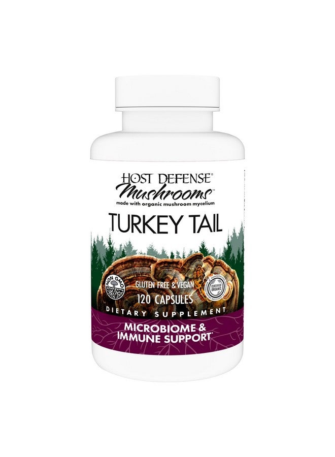 Host Defense Turkey Tail Capsules - Digestive Health & Immune Response Support Supplement - Mushroom Supplement for Gastrointestinal & Gut Microbiome Support - 120 Capsules (60 Servings)* - Image 1