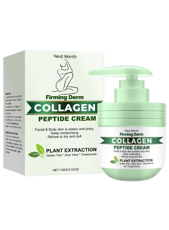 WEST MONTH Collagen Peptide Firming Cream, Moisturizing Body & Face Lotion, Hydrating Skin Care Cream for Smoothing Fine Lines, 100g - Image 1
