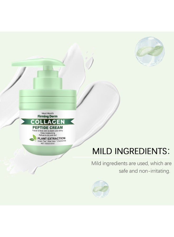 WEST MONTH Collagen Peptide Firming Cream, Moisturizing Body & Face Lotion, Hydrating Skin Care Cream for Smoothing Fine Lines, 100g - Image 3