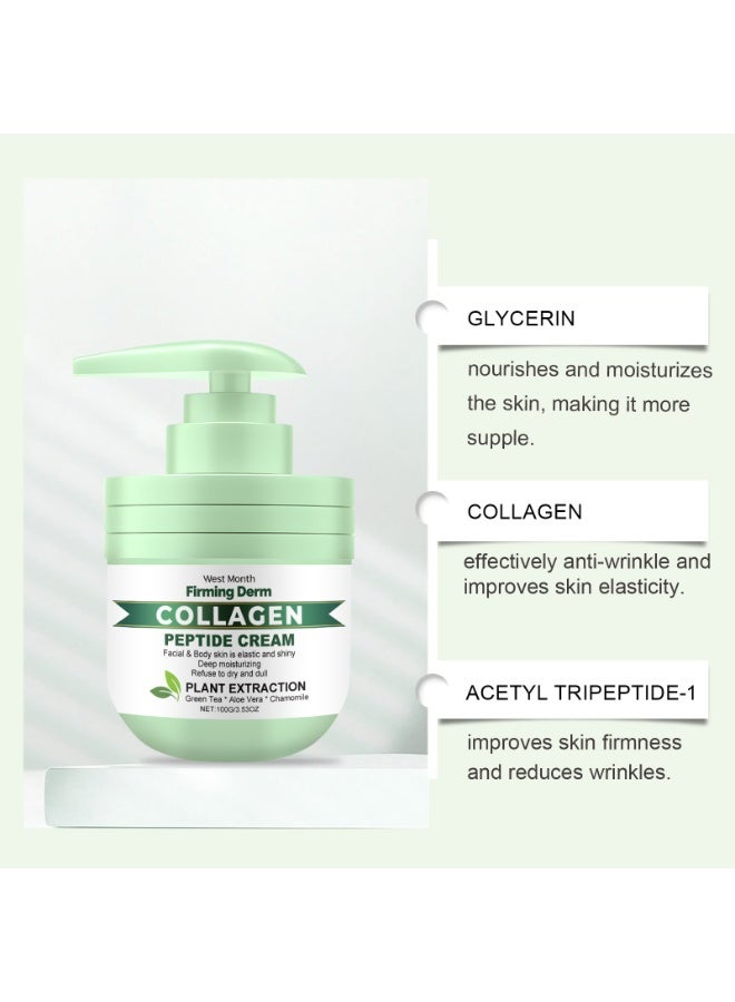 WEST MONTH Collagen Peptide Firming Cream, Moisturizing Body & Face Lotion, Hydrating Skin Care Cream for Smoothing Fine Lines, 100g - Image 2