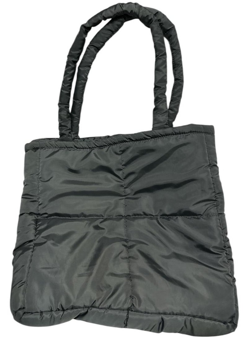 " An ideal large-sized women's shoulder bag lined with soft, water-resistant, high-quality fabric-Dark grey