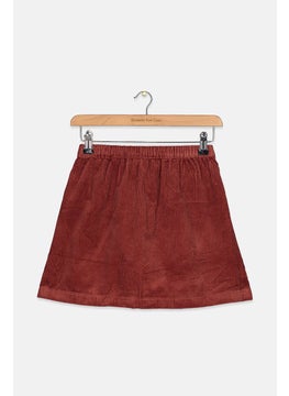 Tchibo Kids Girl Corduroy Front Pocket Pull On Skirt, Brown  - Image 2
