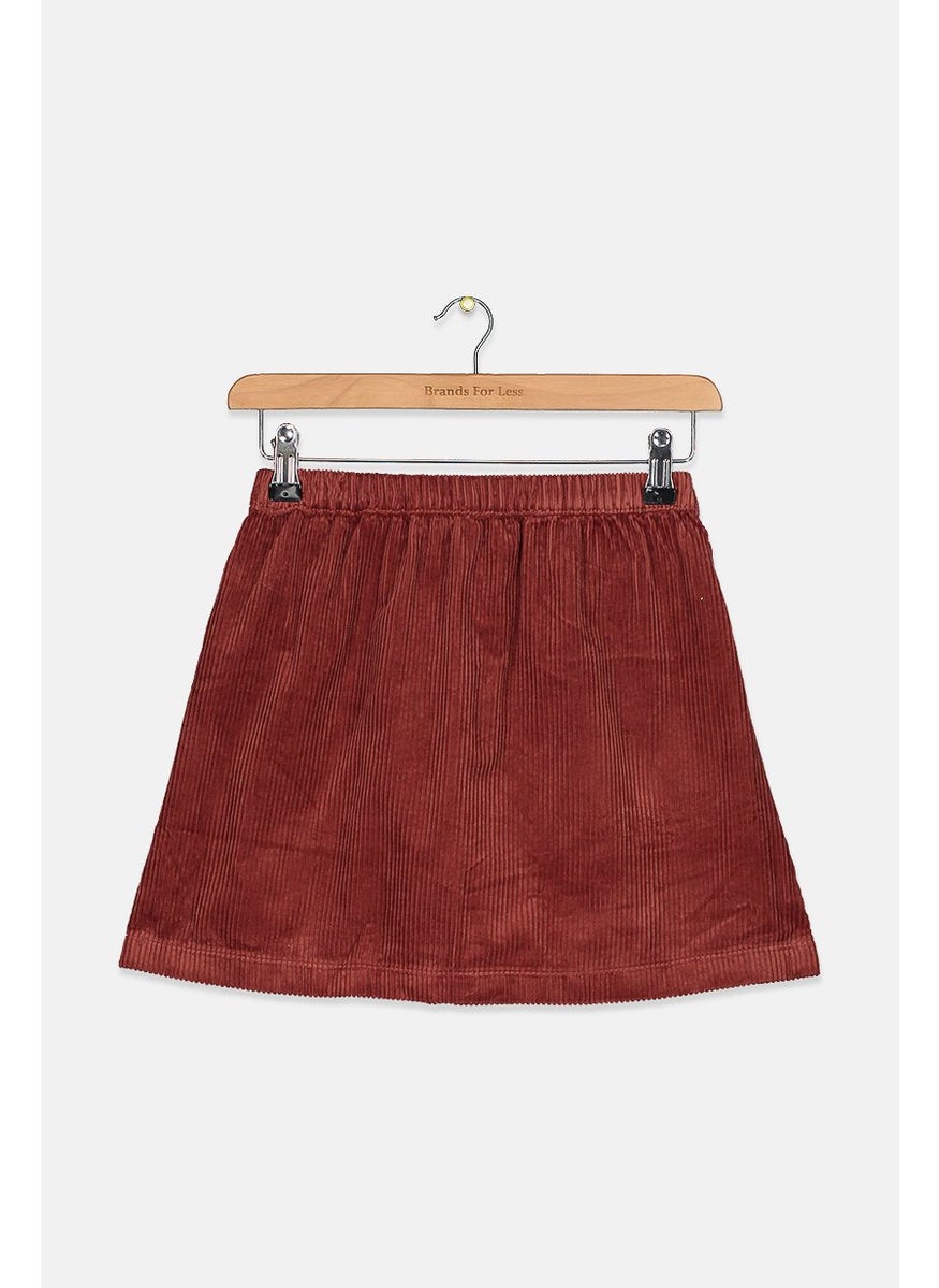 Tchibo Kids Girl Corduroy Front Pocket Pull On Skirt, Brown  - Image 2