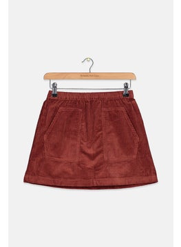 Tchibo Kids Girl Corduroy Front Pocket Pull On Skirt, Brown  - Image 1