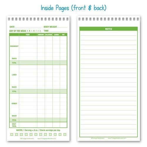 Portage Food Diet Journal - Notebook for Daily Food Intake with Template to Track Calories, a Diet Diary, Meal Tracker – 4 x 8 Inches, 70 Sheets, 140 Pages, (Pack of 3) - Image 5