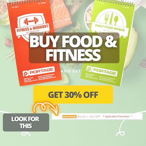 Portage Food Diet Journal - Notebook for Daily Food Intake with Template to Track Calories, a Diet Diary, Meal Tracker – 4 x 8 Inches, 70 Sheets, 140 Pages, (Pack of 3) - Image 2