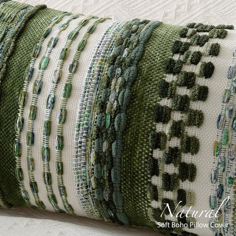K KEVIN TEXTILE Kevin Textile 14x36 Inch Long Lumbar Pillow Cover 1 Pack Boho Decorative Rectangle Cushion Case Throw Soft Chenille Thread Woven Tufted Textured Farmhouse Accent for Living Room Couch Sofa Bed, Green - Image 3