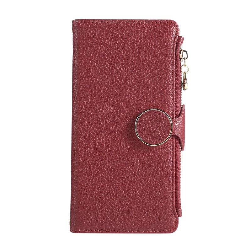 erorex For Samsung Galaxy A56 5G Round Buckle Zipper Wallet Leather Phone Case with Crossbody Strap(Red) - Image 2