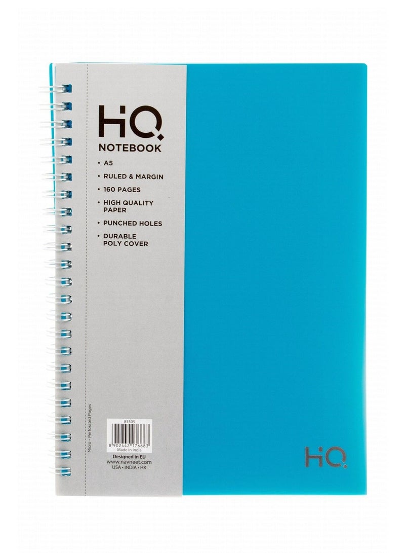 HQ A5 Size Poly Wiro Notebook 160 Pages Blue - Image 1